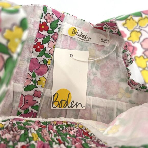 NWT Baby Boden Dress & Bloomers 12-18 Months Multi Smocked Floral Easter - Picture 5 of 6